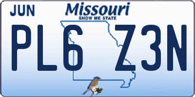 MO license plate PL6Z3N