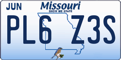 MO license plate PL6Z3S