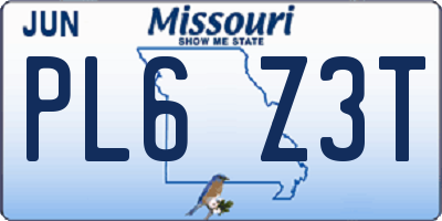 MO license plate PL6Z3T