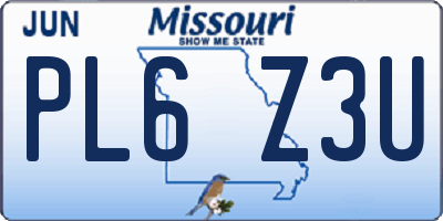 MO license plate PL6Z3U