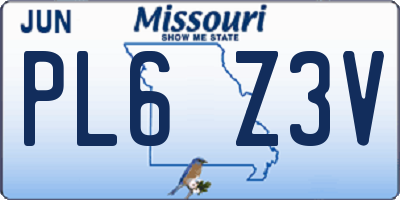 MO license plate PL6Z3V