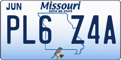 MO license plate PL6Z4A