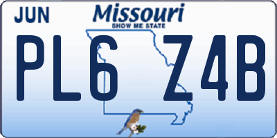 MO license plate PL6Z4B
