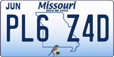 MO license plate PL6Z4D