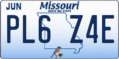MO license plate PL6Z4E