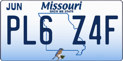 MO license plate PL6Z4F