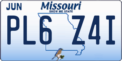 MO license plate PL6Z4I