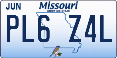 MO license plate PL6Z4L