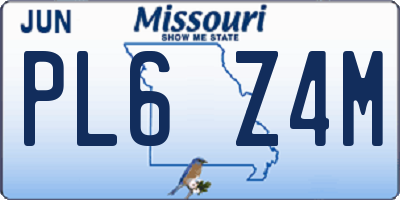 MO license plate PL6Z4M