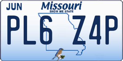 MO license plate PL6Z4P
