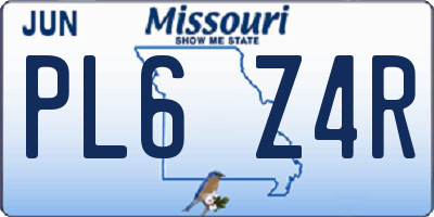 MO license plate PL6Z4R
