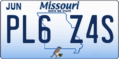 MO license plate PL6Z4S