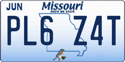 MO license plate PL6Z4T