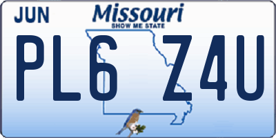 MO license plate PL6Z4U
