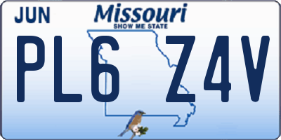 MO license plate PL6Z4V