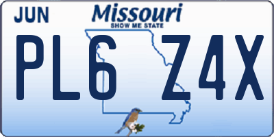 MO license plate PL6Z4X