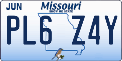 MO license plate PL6Z4Y