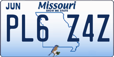 MO license plate PL6Z4Z