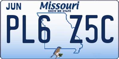 MO license plate PL6Z5C