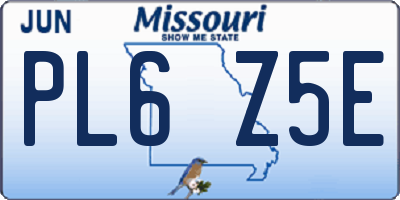 MO license plate PL6Z5E