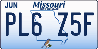 MO license plate PL6Z5F
