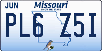 MO license plate PL6Z5I