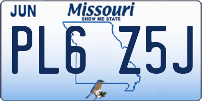 MO license plate PL6Z5J