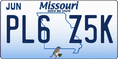 MO license plate PL6Z5K