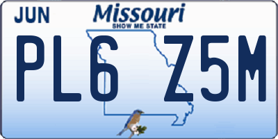 MO license plate PL6Z5M
