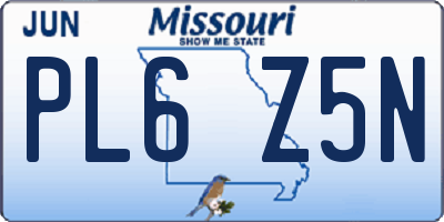 MO license plate PL6Z5N