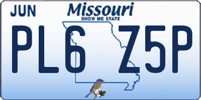 MO license plate PL6Z5P
