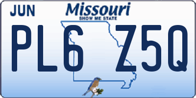 MO license plate PL6Z5Q