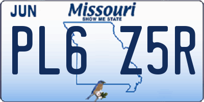 MO license plate PL6Z5R