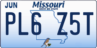 MO license plate PL6Z5T