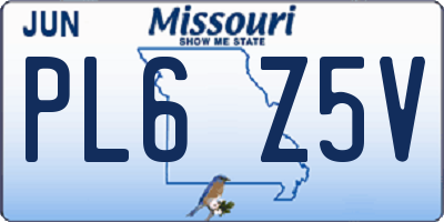 MO license plate PL6Z5V