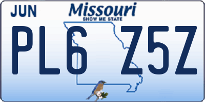 MO license plate PL6Z5Z