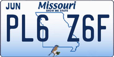 MO license plate PL6Z6F