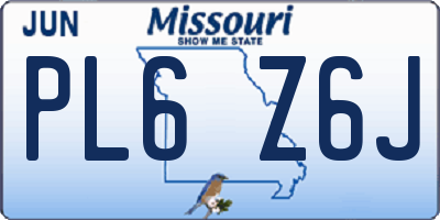 MO license plate PL6Z6J