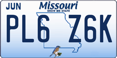 MO license plate PL6Z6K