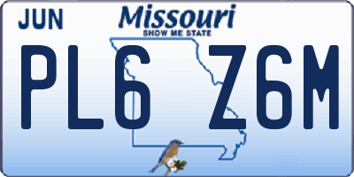 MO license plate PL6Z6M