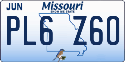 MO license plate PL6Z6O