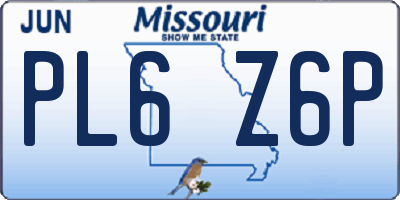 MO license plate PL6Z6P