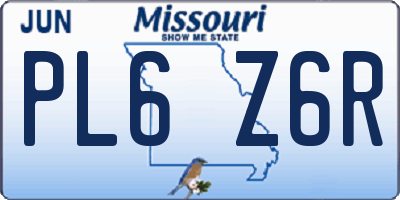 MO license plate PL6Z6R