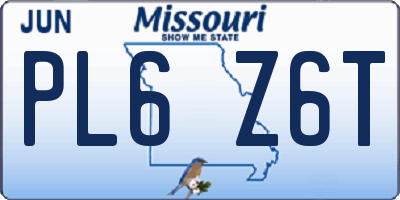 MO license plate PL6Z6T