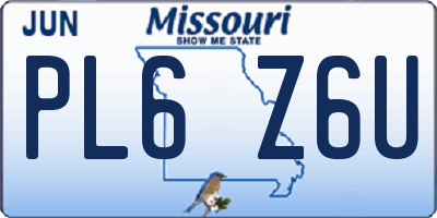 MO license plate PL6Z6U