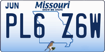 MO license plate PL6Z6W