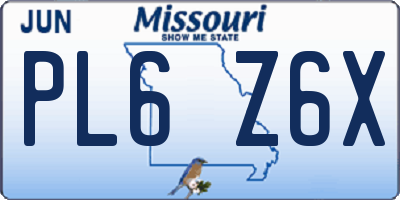 MO license plate PL6Z6X