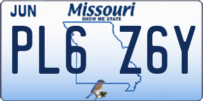 MO license plate PL6Z6Y