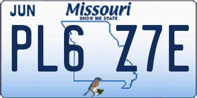 MO license plate PL6Z7E