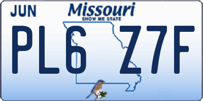 MO license plate PL6Z7F